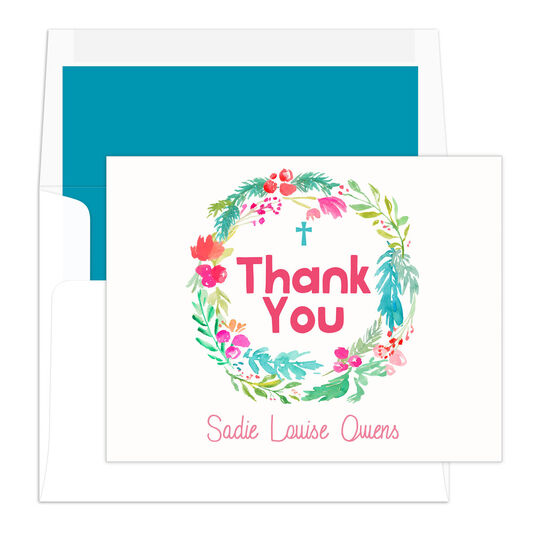Bright Floral Folded Thank You Note Cards